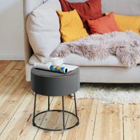 Ronde Kruk Fluwelen Voetenbank met Metalen Poten Make-Up-Kruk Gewatteerd tot 150 kg Belastbaar Fluwelen Poef 34 x 34 x 41 cm