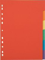 Pergamy tabbladen, ft A4, uit karton, 6 tabs, 11-gaatsperforatie, in geassorteerde kleuren - thumbnail
