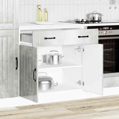 Keuken onderkast Lucca bewerkt hout betongrijs