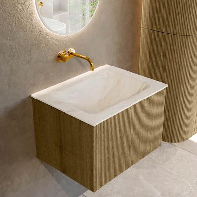 Badmeubel Mondiaz Kurve-Dlux | 60 cm cm | Meubelkleur Dusk | Wastafelkleur Ostra | Solid surface | Wasbak midden spoelbak | Zonder kraangat(en)