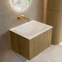 Badmeubel Mondiaz Kurve-Dlux | 60 cm cm | Meubelkleur Dusk | Wastafelkleur Ostra | Solid surface | Wasbak midden spoelbak | Zonder kraangat(en)