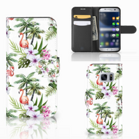Samsung Galaxy S7 Telefoonhoesje met Pasjes Flamingo Palms - thumbnail