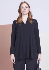 Yoek Tunic A-line v-neck | Zwart | Maat 50/52
