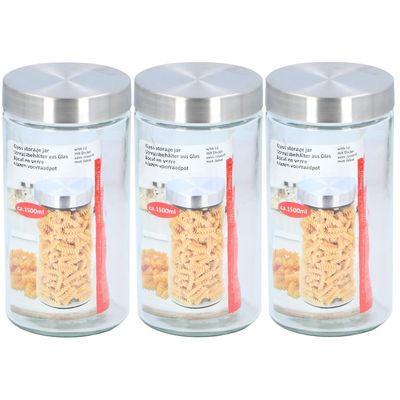 3x Glazen luxe voorraadpotten/voorraadbussen 1500 ml