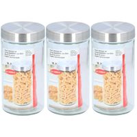 3x Glazen luxe voorraadpotten/voorraadbussen 1500 ml