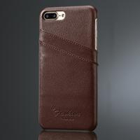 Fierre Shann Litchi textuur lederen draagtas voor iPhone 8 plus & 7 Plus met kaartsleuven (bruin)