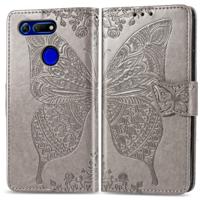Butterfly Love bloemen reliëf horizontale Flip lederen case voor Huawei V20 met houder & kaartsleuven & portemonnee & Lanyard (grijs)