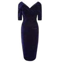 Monte Carlo Velvet Pencil Dress Midnight Blue -36 (NL) /10 (UK) | 31% korting