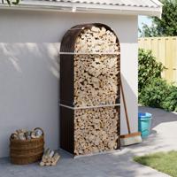 VidaXL Haardhoutopslag 80x45x190 cm gegalvaniseerd staal bruin