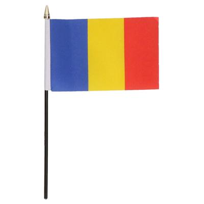 Roemenie - mini vlaggetje van 10 x 15 cm op stokje - Landen vlag - H27 cm