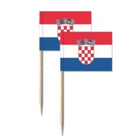 150x Cocktailprikkers Kroatië 8 cm vlaggetje landen decoratie