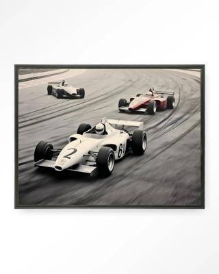 Urban Cotton Wandkleed 'Race Track' 145 x 190cm in Floating Frame - black