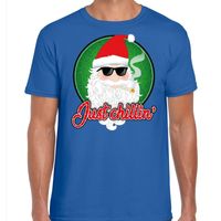 Fout kerst shirt just chillin blauw voor heren - thumbnail