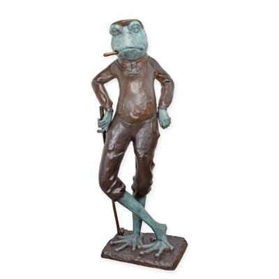 A BRONZE SCULPTURE OF A GOLFING FROG