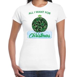 Wiet Kerstbal shirt / Kerst t-shirt All i want for Christmas wit voor dames