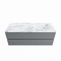 MONDIAZ VICA-DLUX 130cm badmeubel onderkast Plata 4 lades. Inbouw wastafel CLOUD rechts 1 kraangat, kleur Glace.