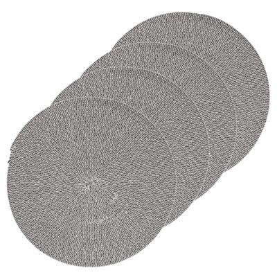 Tafel placemat/onderlegger - rond - navy blauw - katoen - 38 cm - Ontbijt/lunch/diner placemats