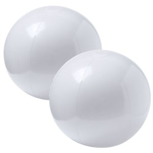 2x stuks opblaasbare strandballen extra groot plastic wit 40 cm