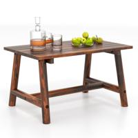 90 CM Massief Houten Tuintafel met Lamellenblad Rechthoekige Buitentafel Belastbaar tot 125 kg voor Tuin Terras Gazon