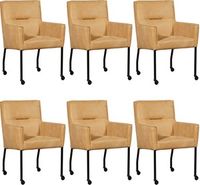 Set van 6 Cognac leren moderne eetkamerstoelen Lucky - Kenia Leer Cognac (cognac leer)