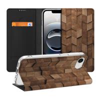 Wallet Case voor Apple iPhone 16e Wooden Cubes Wallet Case voor Apple iPhone 16e Wooden Cubes