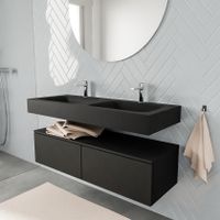 Mondiaz Alan badmeubel 120 cm urban 2 lades vrijhangend wastafel dubbel 2 kraangaten zwart