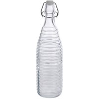 1x Glazen decoratie flessen transparant met beugeldop 1000 ml - Drinkflessen