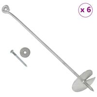 VidaXL Grondankers 6 st 10x60 cm gegalvaniseerd metaal VidaXL Grondankers 6 st 10x60 cm gegalvaniseerd metaal