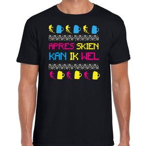 Apres ski t-shirt voor heren - apres skien - zwart - apres ski/winter patroon