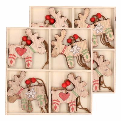 Kersthangers - 16x - hout - rendieren - 6 x 5 cm - kerstboom ornamenten Kersthangers - 16x - hout - rendieren - 6 x 5 cm - kerstboom ornamenten