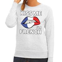 Kiss me I am French grijze trui voor dames 2XL  - - thumbnail