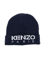 Kenzo Kids bonnet à logo brodé - Bleu