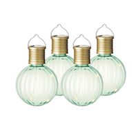 4x Buiten Led groene lampion solar verlichting 11 cm