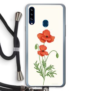 Red poppy: Samsung Galaxy A20s Transparant Hoesje met koord