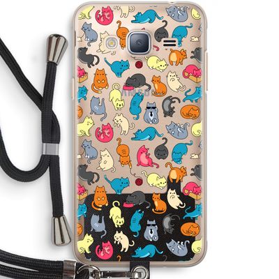 Kleurrijke katten: Samsung Galaxy J3 (2016) Transparant Hoesje met koord
