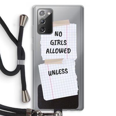 No Girls Allowed Unless: Samsung Galaxy Note 20 / Note 20 5G Transparant Hoesje met koord