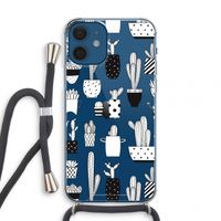 Cactusmotief: iPhone 12 mini Transparant Hoesje met koord