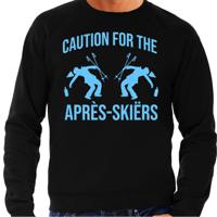 Apres ski sweater heren - caution for the Apres Ski - zwart - glitter blauw - wintersport