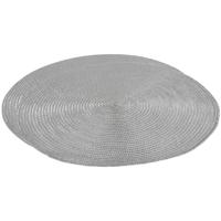 Placemat - Set van 2x stuks - metallic zilver - 38 cm - rond - geverfd jute - onderlegger