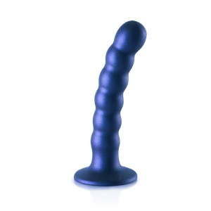 Ouch! by Shots Beaded Silicone G-Spot Dildo - 5'' / 13 cm - Metallic Blue