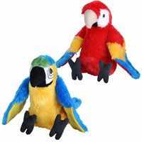 Vogels knuffels setje van 2x pluche knuffel Macaw Papegaaien van 20 cm - thumbnail