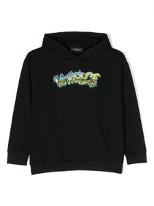 Versace Kids hoodie en coton à logo brodé - Noir