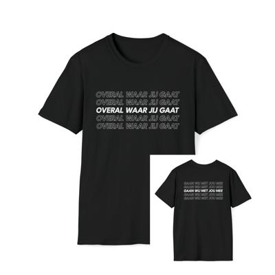 T-shirt regular zwart - Overal waar jij gaat - logo voor en achter