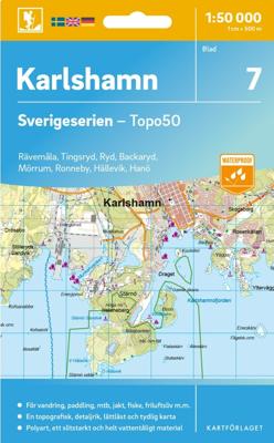 Topografische kaart - Wandelkaart 7 Sverigeserien Karlshamn | Norstedts