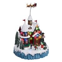 Kerstdorp kerst tafereel - met muziek, beweging en led verlichting - 23 x 21 x 34,5 cm