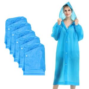 Regenjas poncho met capuchon en drukknoopsluiting - 5x - blauw - PVC - one size