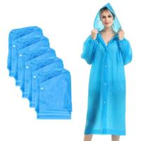 Regenjas poncho met capuchon en drukknoopsluiting - 5x - blauw - PVC - one size