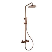 Regendoucheset Opbouw Sanilux Blair Thermostatisch Geribbelde Knop Douchekop 30 cm Brons Sanilux