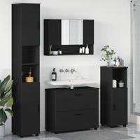 Badkamermeubelset 4 pcs Zwart 30 x 35 x 192 cm Bewerkt hout