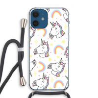Rainbow Unicorn: iPhone 12 Transparant Hoesje met koord